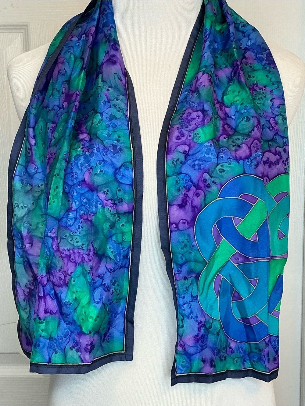 2045 - Vibrant Purple & Teal Watercolor Scarf - Women Accessories - Picture 3 of 4
